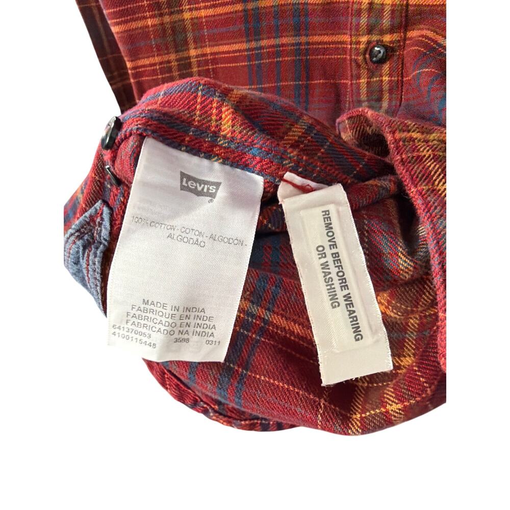 Levi’s Red Plaid Flannel Button Up Shirt Mens M - Picture 5 of 5